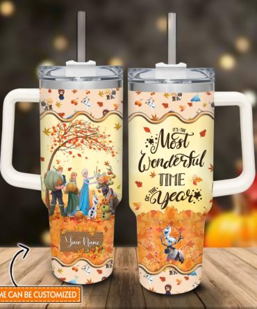 Frozen  Disney Princess Cartoon Custom Stanley Quencher 40Oz Stainless Steel Tumbler With Handle