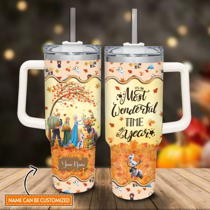 Frozen  Disney Princess Cartoon Custom Stanley Quencher 40Oz Stainless Steel Tumbler With Handle