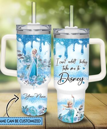 Frozen  Disney Princess Cartoon Custom Stanley Quencher 40Oz Stainless Steel Tumbler With Handle