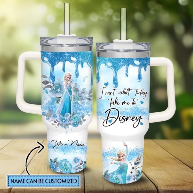 Frozen  Disney Princess Cartoon Custom Stanley Quencher 40Oz Stainless Steel Tumbler With Handle
