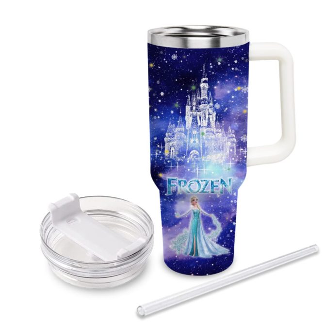 Frozen  Disney Princess Cartoon Custom Stanley Quencher 40Oz Stainless Steel Tumbler With Handle - Image 3