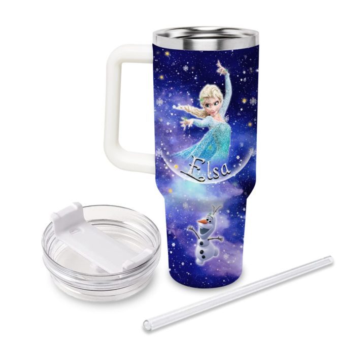 Frozen  Disney Princess Cartoon Custom Stanley Quencher 40Oz Stainless Steel Tumbler With Handle - Image 2