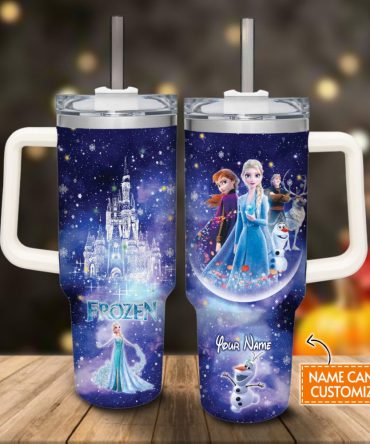Frozen  Disney Princess Cartoon Custom Stanley Quencher 40Oz Stainless Steel Tumbler With Handle