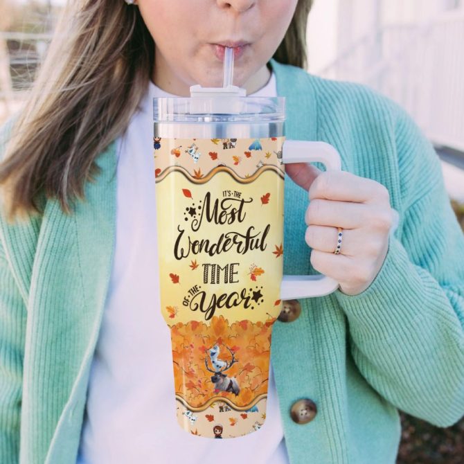 Frozen  Disney Princess Cartoon Custom Stanley Quencher 40Oz Stainless Steel Tumbler With Handle - Image 5