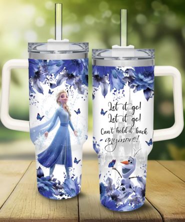 Frozen  Disney Princess Cartoon Custom Stanley Quencher 40Oz Stainless Steel Tumbler With Handle