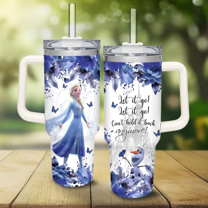 Frozen  Disney Princess Cartoon Custom Stanley Quencher 40Oz Stainless Steel Tumbler With Handle