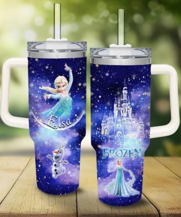 Frozen  Disney Princess Cartoon Custom Stanley Quencher 40Oz Stainless Steel Tumbler With Handle