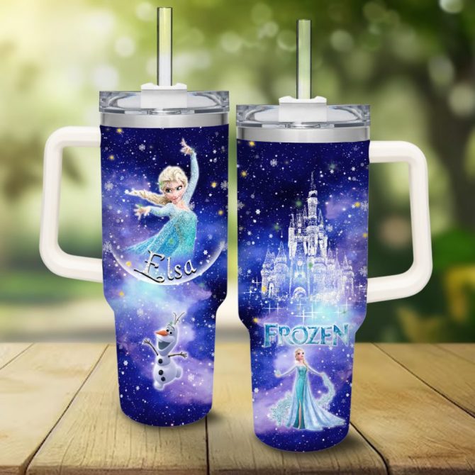 Frozen  Disney Princess Cartoon Custom Stanley Quencher 40Oz Stainless Steel Tumbler With Handle