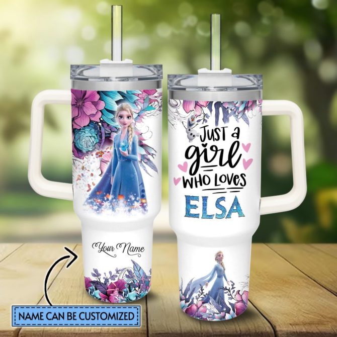 Frozen  Disney Princess Cartoon Custom Stanley Quencher 40Oz Stainless Steel Tumbler With Handle