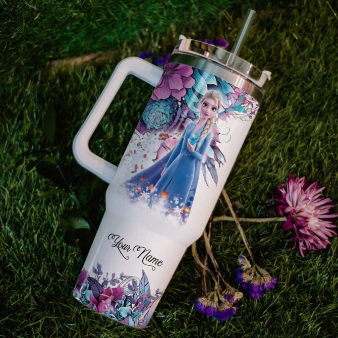 Frozen  Disney Princess Cartoon Custom Stanley Quencher 40Oz Stainless Steel Tumbler With Handle - Image 6