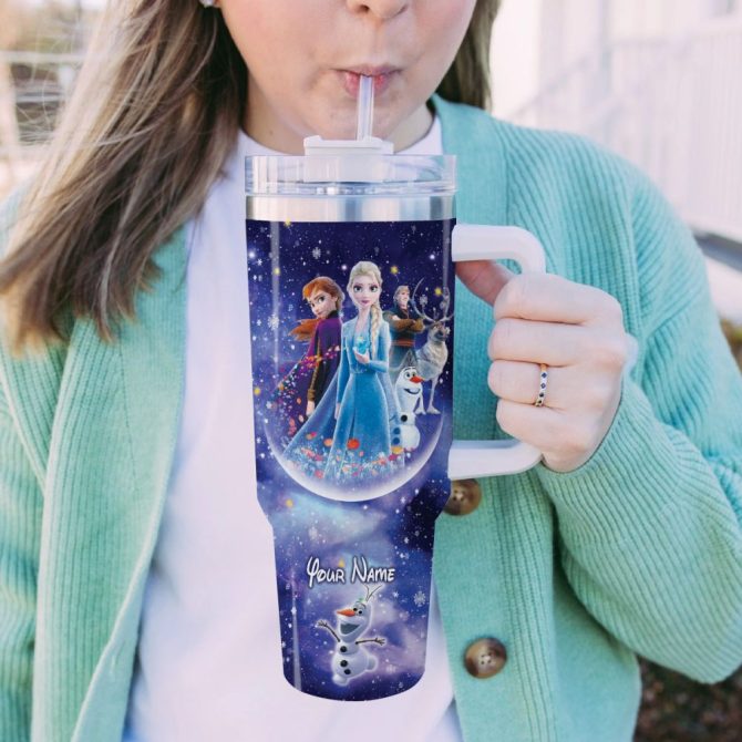 Frozen  Disney Princess Cartoon Custom Stanley Quencher 40Oz Stainless Steel Tumbler With Handle - Image 5