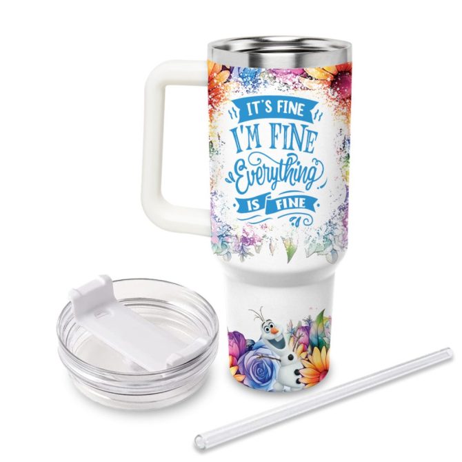 Frozen  Disney Princess Cartoon Custom Stanley Quencher 40Oz Stainless Steel Tumbler With Handle - Image 2