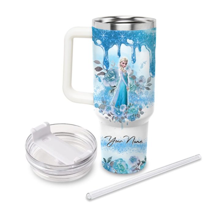 Frozen  Disney Princess Cartoon Custom Stanley Quencher 40Oz Stainless Steel Tumbler With Handle - Image 2