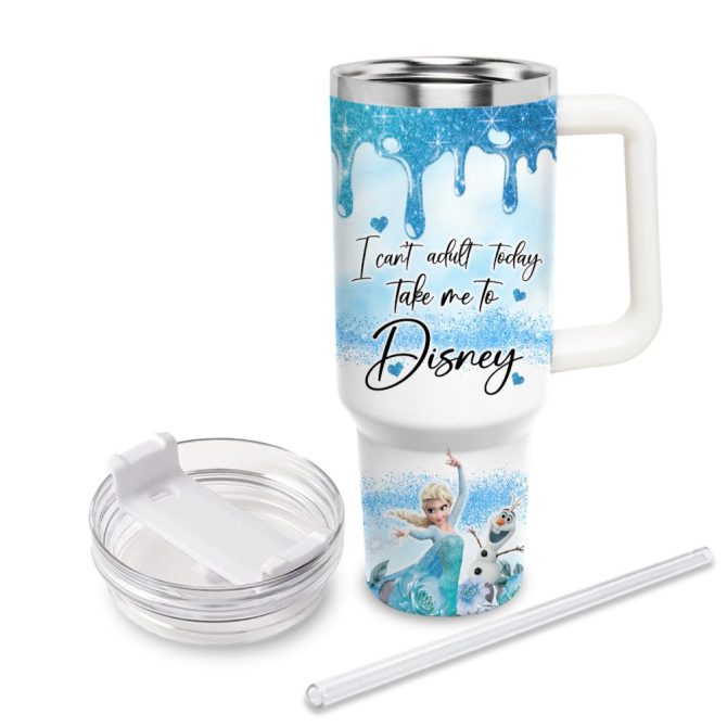 Frozen  Disney Princess Cartoon Custom Stanley Quencher 40Oz Stainless Steel Tumbler With Handle - Image 3