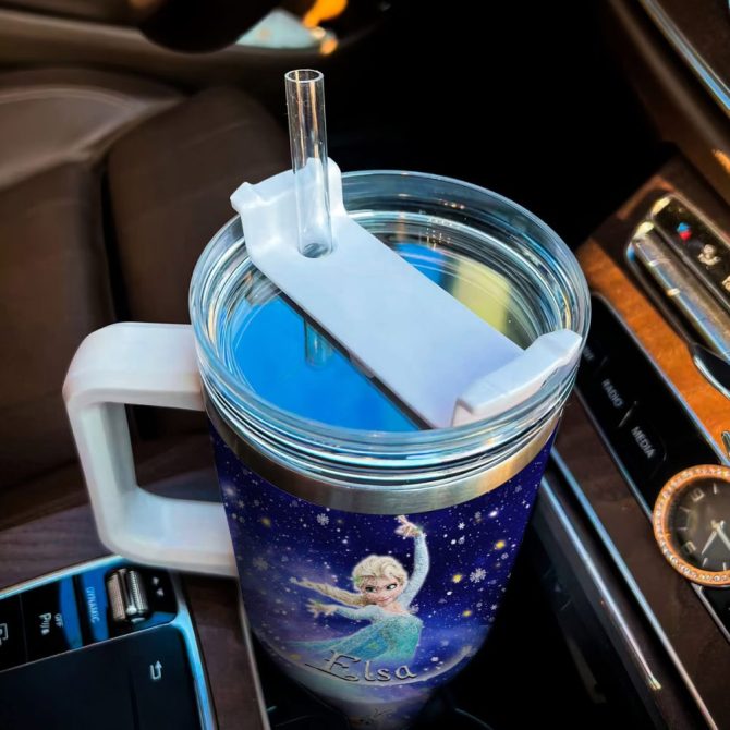 Frozen  Disney Princess Cartoon Custom Stanley Quencher 40Oz Stainless Steel Tumbler With Handle - Image 4
