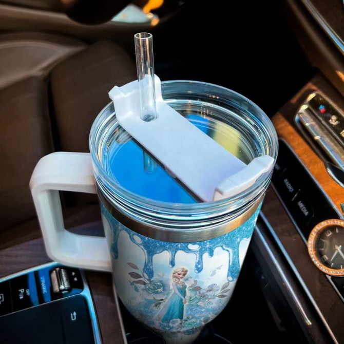 Frozen  Disney Princess Cartoon Custom Stanley Quencher 40Oz Stainless Steel Tumbler With Handle - Image 4