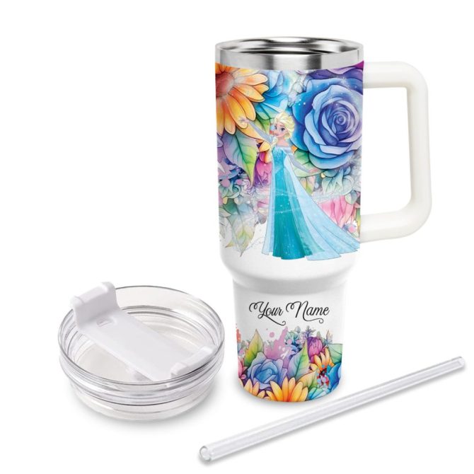 Frozen  Disney Princess Cartoon Custom Stanley Quencher 40Oz Stainless Steel Tumbler With Handle - Image 3