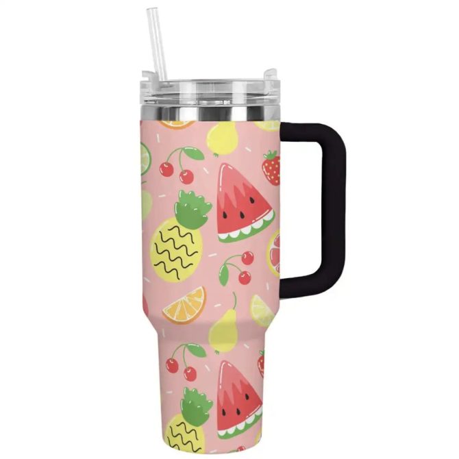 Fruits Custom Stanley Quencher 40Oz Stainless Steel Tumbler With Handle