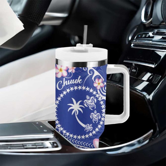 Fsm Chuuk Constitution Day Frangipani Flowers Polynesian Curves Custom Stanley Quencher 40Oz Stainless Steel Tumbler With Handle - Image 8