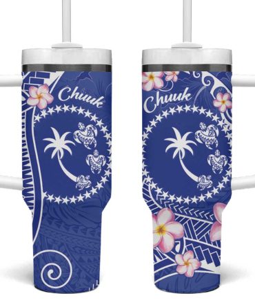 Fsm Chuuk Constitution Day Frangipani Flowers Polynesian Curves Custom Stanley Quencher 40Oz Stainless Steel Tumbler With Handle
