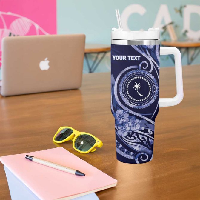Fsm Chuuk Ocean Floral Custom Stanley Quencher 40Oz Stainless Steel Tumbler With Handle - Image 5