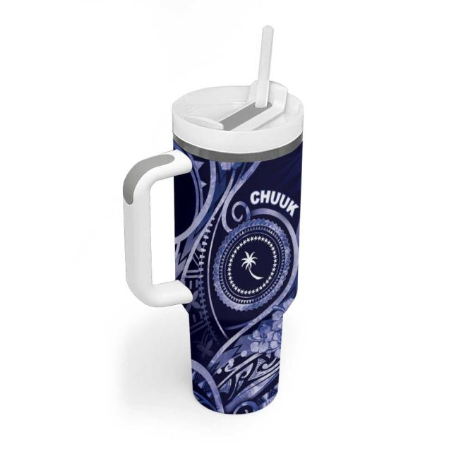 Fsm Chuuk Ocean Floral Custom Stanley Quencher 40Oz Stainless Steel Tumbler With Handle - Image 2