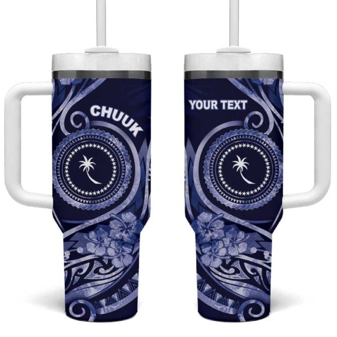 Fsm Chuuk Ocean Floral Custom Stanley Quencher 40Oz Stainless Steel Tumbler With Handle