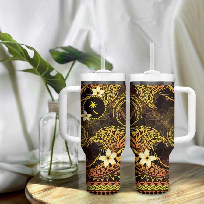 Fsm Chuuk State Tribal Gold Custom Stanley Quencher 40Oz Stainless Steel Tumbler With Handle - Image 9