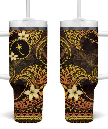 Fsm Chuuk State Tribal Gold Custom Stanley Quencher 40Oz Stainless Steel Tumbler With Handle