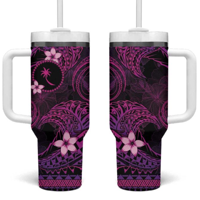 Fsm Chuuk State Tribal Pink Custom Stanley Quencher 40Oz Stainless Steel Tumbler With Handle