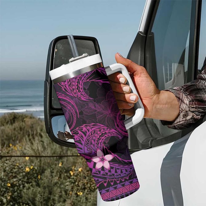 Fsm Chuuk State Tribal Pink Custom Stanley Quencher 40Oz Stainless Steel Tumbler With Handle - Image 7
