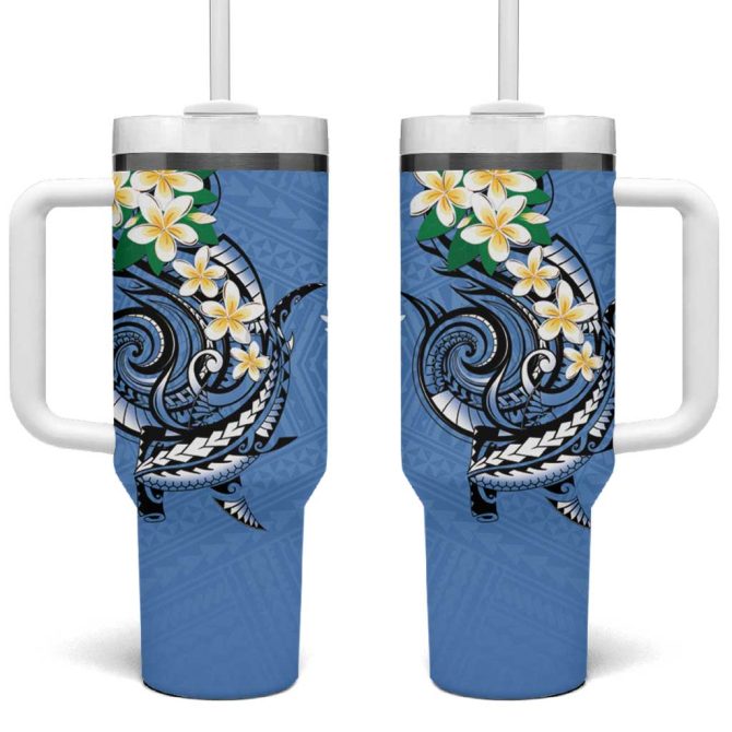 Fsm Kosrae Polynesian Shark Tattoo Custom Stanley Quencher 40Oz Stainless Steel Tumbler With Handle