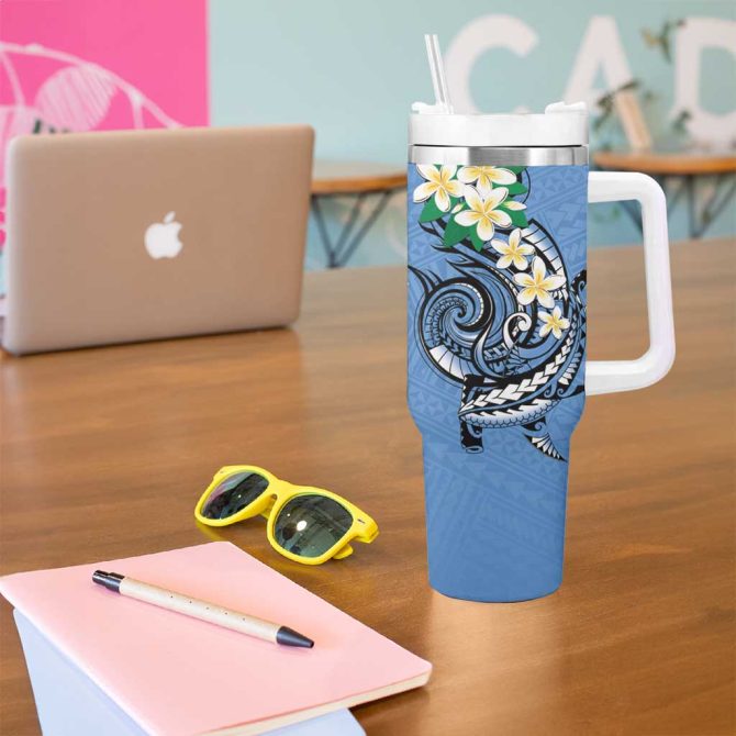 Fsm Kosrae Polynesian Shark Tattoo Custom Stanley Quencher 40Oz Stainless Steel Tumbler With Handle - Image 5
