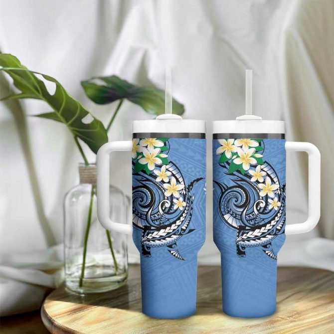 Fsm Kosrae Polynesian Shark Tattoo Custom Stanley Quencher 40Oz Stainless Steel Tumbler With Handle - Image 9