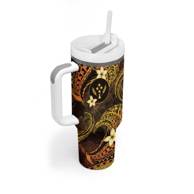 Fsm Kosrae State Tribal Gold Custom Stanley Quencher 40Oz Stainless Steel Tumbler With Handle - Image 2