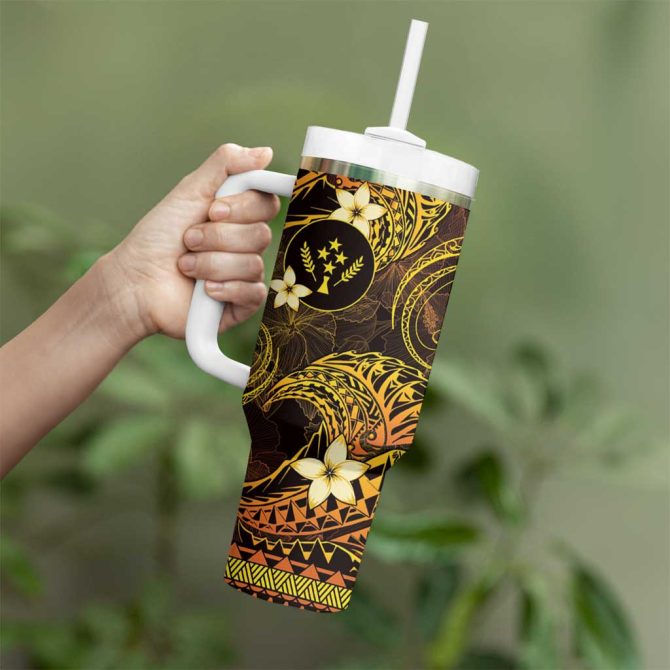Fsm Kosrae State Tribal Gold Custom Stanley Quencher 40Oz Stainless Steel Tumbler With Handle - Image 3