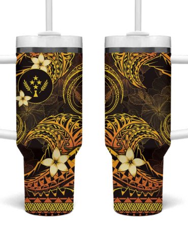 Fsm Kosrae State Tribal Gold Custom Stanley Quencher 40Oz Stainless Steel Tumbler With Handle