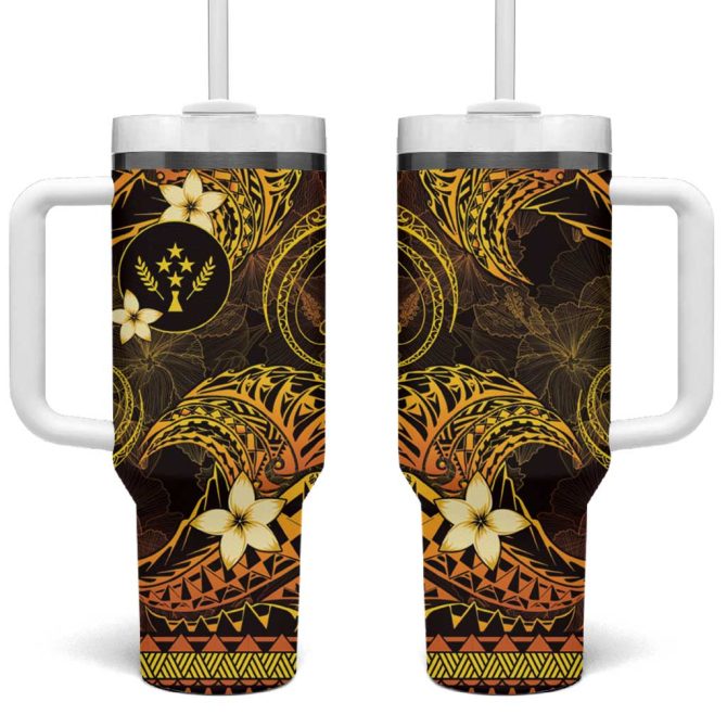 Fsm Kosrae State Tribal Gold Custom Stanley Quencher 40Oz Stainless Steel Tumbler With Handle