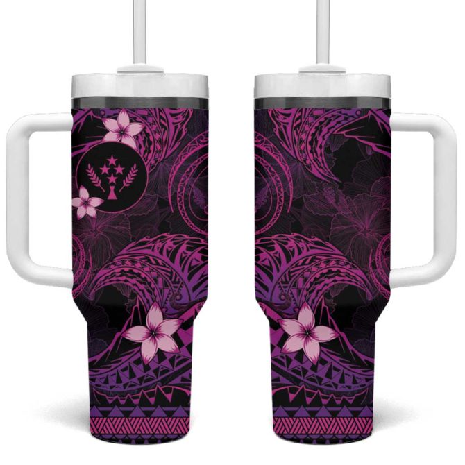Fsm Kosrae State Tribal Pink Custom Stanley Quencher 40Oz Stainless Steel Tumbler With Handle