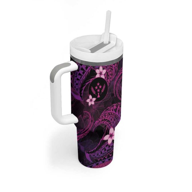 Fsm Kosrae State Tribal Pink Custom Stanley Quencher 40Oz Stainless Steel Tumbler With Handle - Image 2