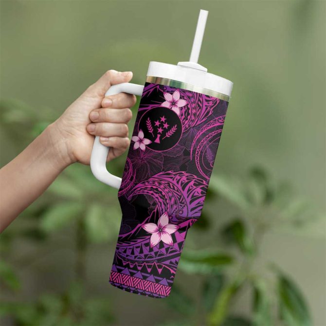 Fsm Kosrae State Tribal Pink Custom Stanley Quencher 40Oz Stainless Steel Tumbler With Handle - Image 3