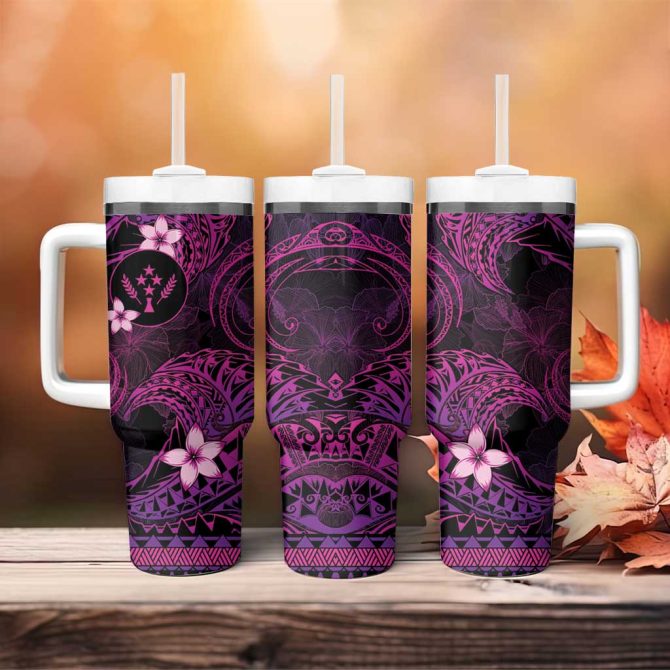 Fsm Kosrae State Tribal Pink Custom Stanley Quencher 40Oz Stainless Steel Tumbler With Handle - Image 4