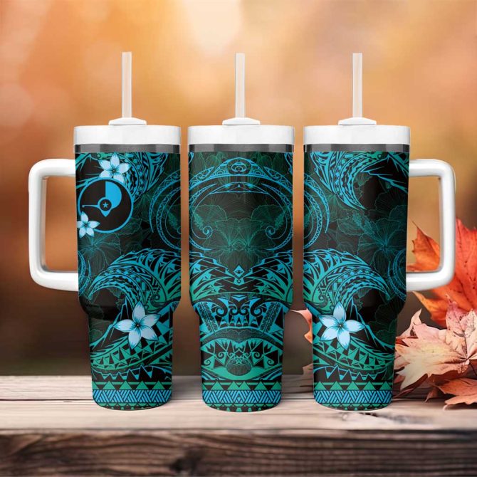 Fsm Yap State Tribal Ocean Custom Stanley Quencher 40Oz Stainless Steel Tumbler With Handle - Image 4