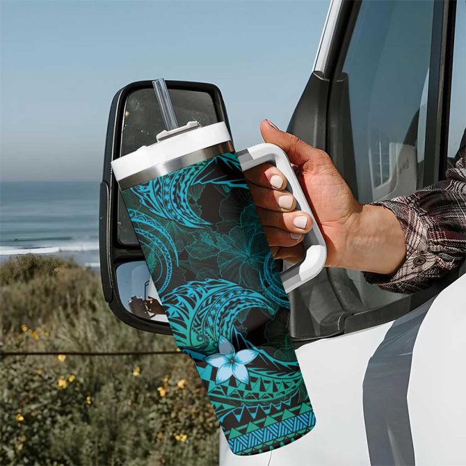 Fsm Yap State Tribal Ocean Custom Stanley Quencher 40Oz Stainless Steel Tumbler With Handle - Image 7