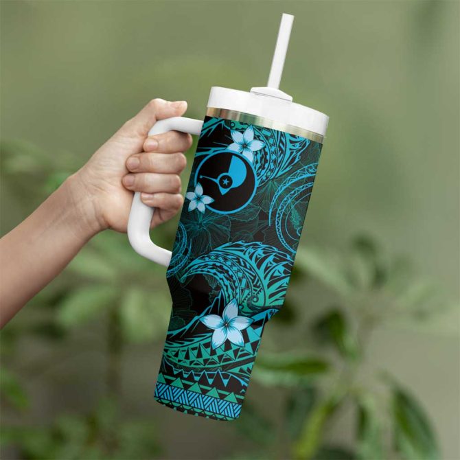 Fsm Yap State Tribal Ocean Custom Stanley Quencher 40Oz Stainless Steel Tumbler With Handle - Image 3