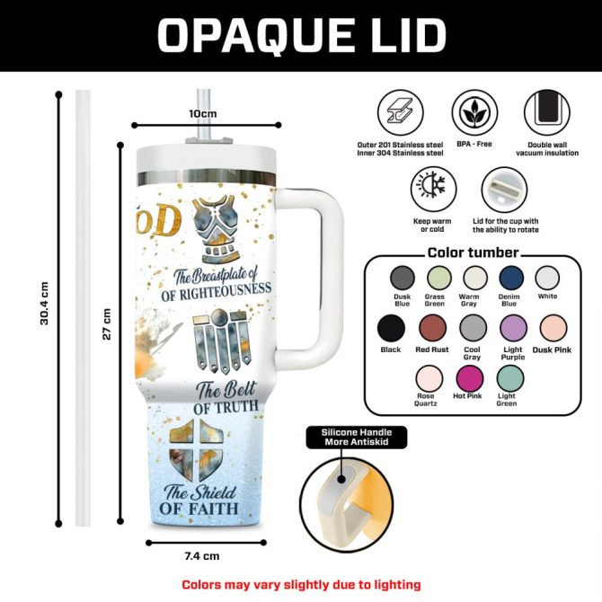 Full Armor Of God Custom Stanley Quencher 40Oz Stainless Steel Tumbler With Handle - Image 9
