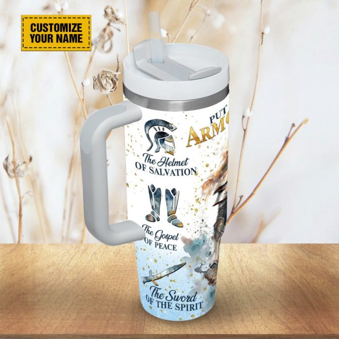 Full Armor Of God Custom Stanley Quencher 40Oz Stainless Steel Tumbler With Handle - Image 4