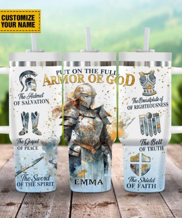 Full Armor Of God Custom Stanley Quencher 40Oz Stainless Steel Tumbler With Handle