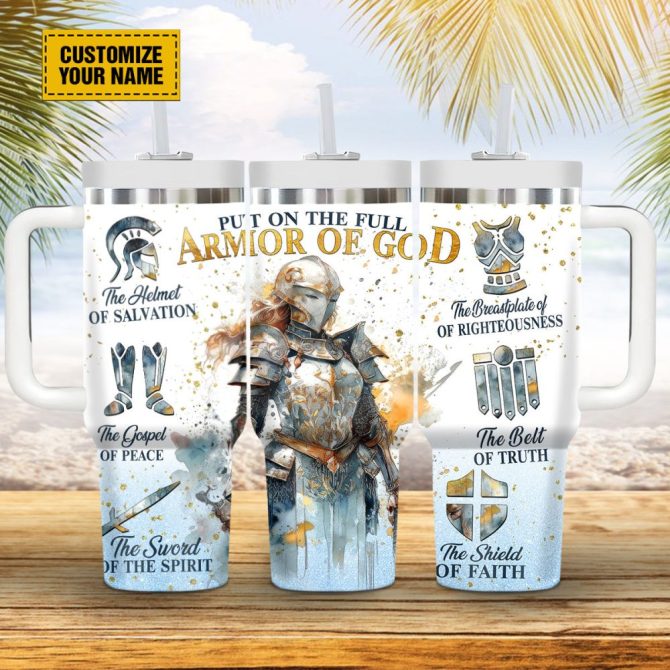 Full Armor Of God Custom Stanley Quencher 40Oz Stainless Steel Tumbler With Handle - Image 5