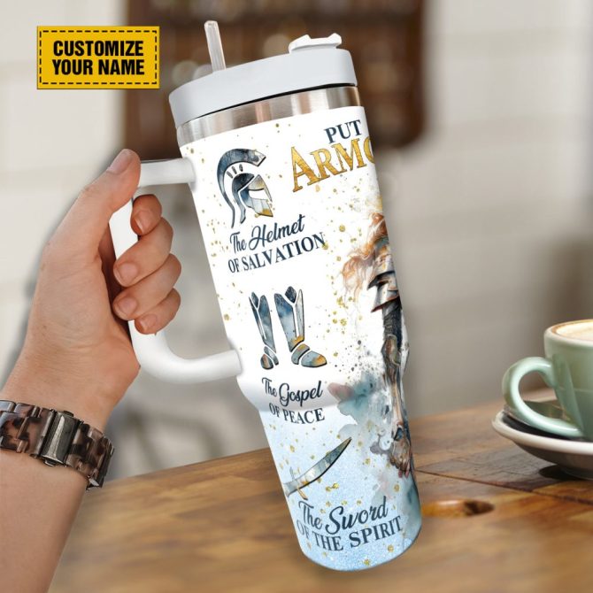 Full Armor Of God Custom Stanley Quencher 40Oz Stainless Steel Tumbler With Handle - Image 3